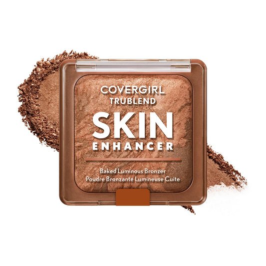 COVERGIRL TruBlend Skin Enhancer Baked Luminous Bronzer, with Hyaluronic Acid & White Rose Extract, Blends Seamlessly - 320 Caramel (Medium Bronze with Copper Swirls)